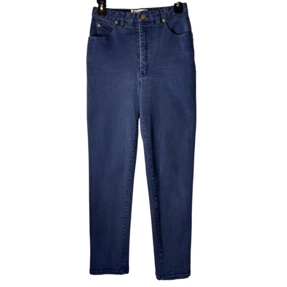 St John Jeans Women 4 Blue‎ Medium Denim High Rise Tapered Leg Mom Luxury Preppy - Picture 1 of 10